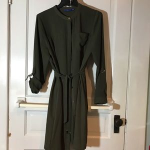 Apt 9. olive green button shirt dress large